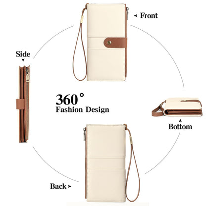 GAEKEAO Wallets for Women Leather RFID Blocking Large Capacity Card Case Ladies Wristlet Clutch Wallets Zipper Pocket with 4 ID Windows 21 Card Slots
