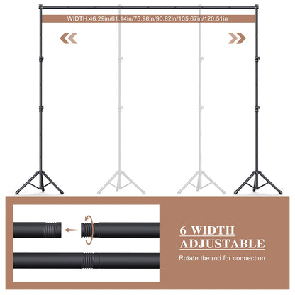 Backdrop Stand 10×8ft (W×H) Adjustable Backdrop Support Ground Kit Photography Photo Shoot Backdrop Stand for Parties with Sandbags, Spring Clips, Carrying Bag