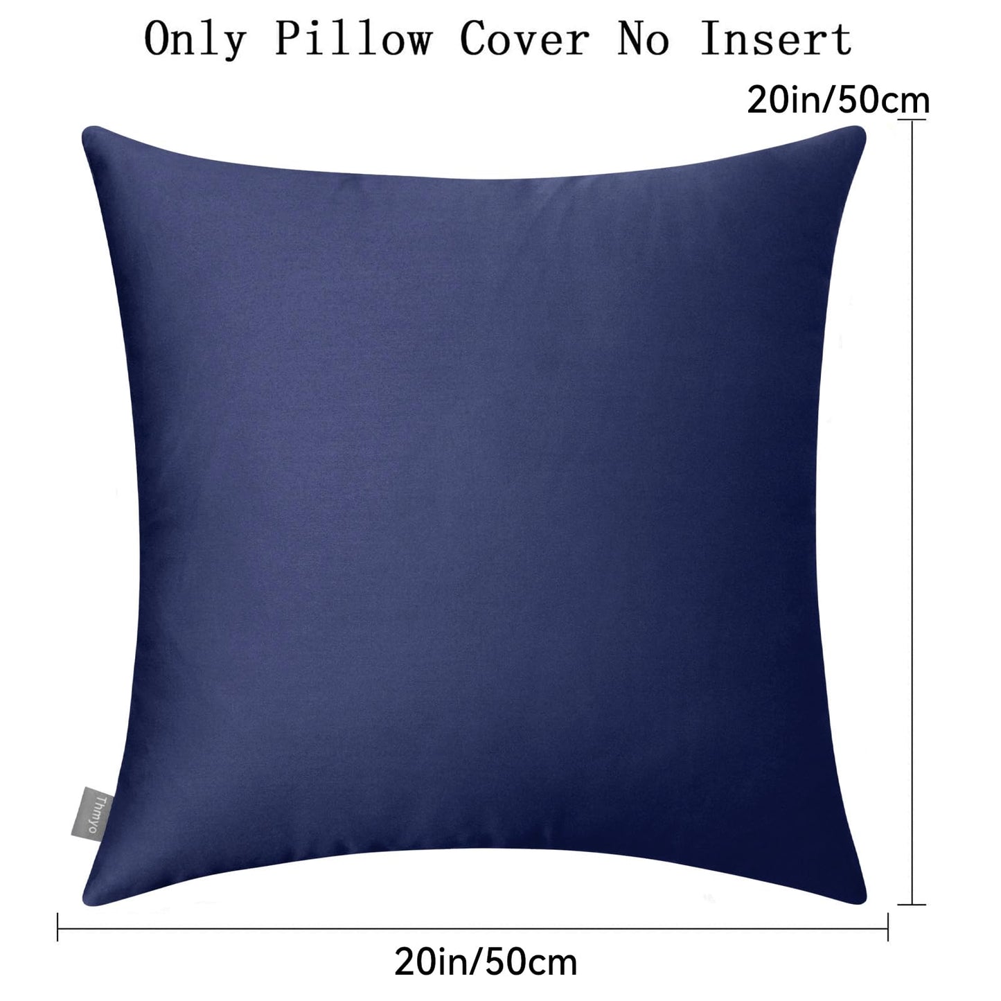 Thmyo 4-Pack 100% Cotton Comfortable Solid Decorative Throw Pillow Case Square Cushion Cover Pillowcase Sublimation Blank Pillow Covers Halloween DIY Throw Pillowcase(20x20inch/50x50cm,Dark Blue)