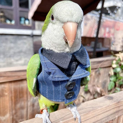 Bird Clothes Birds Flight Suit,Tuxedo Business Suit for Parrots African Greys Parakeet Cockatiel Sun Conure Christmas Party Birthday Cosplay Photo Prop Small Animals Apparel (L,Denim Suit)