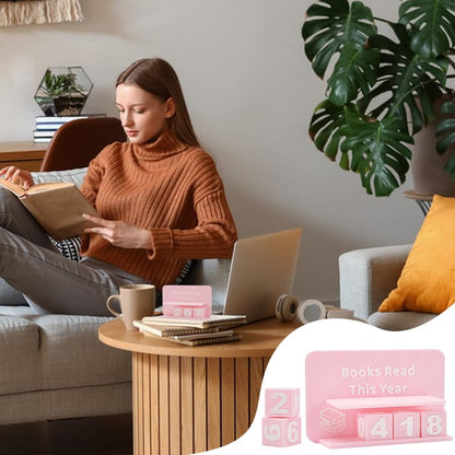 UNICRAFTALE Books Read This Year Counter Plastic 3D Printed Book Tracker for Reading Goal Display Pink Books Counter Sign Bookshelf Decor Reading Challenge Gift for Book Lovers 15.7x5.1x3.1Inch