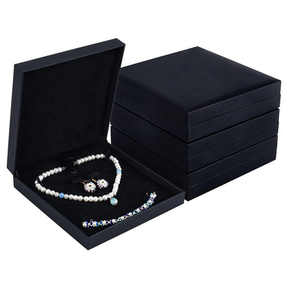 twinklemon 3PCS Black Jewelry Set Box Large Necklace Box Velvet Interior Jewelry Display Gift Box Jewelry Gift Boxes for Bracelet Necklace Earring Ring