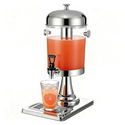 Mofund 2.2 Gallon Iced Beverage Drink Dispenser, Stainless Steel Water Jar with Stand, Iced Beverage Drink Dispenser for Parties, Commercial Hot Cold Juice, Hot & Cold Drinks