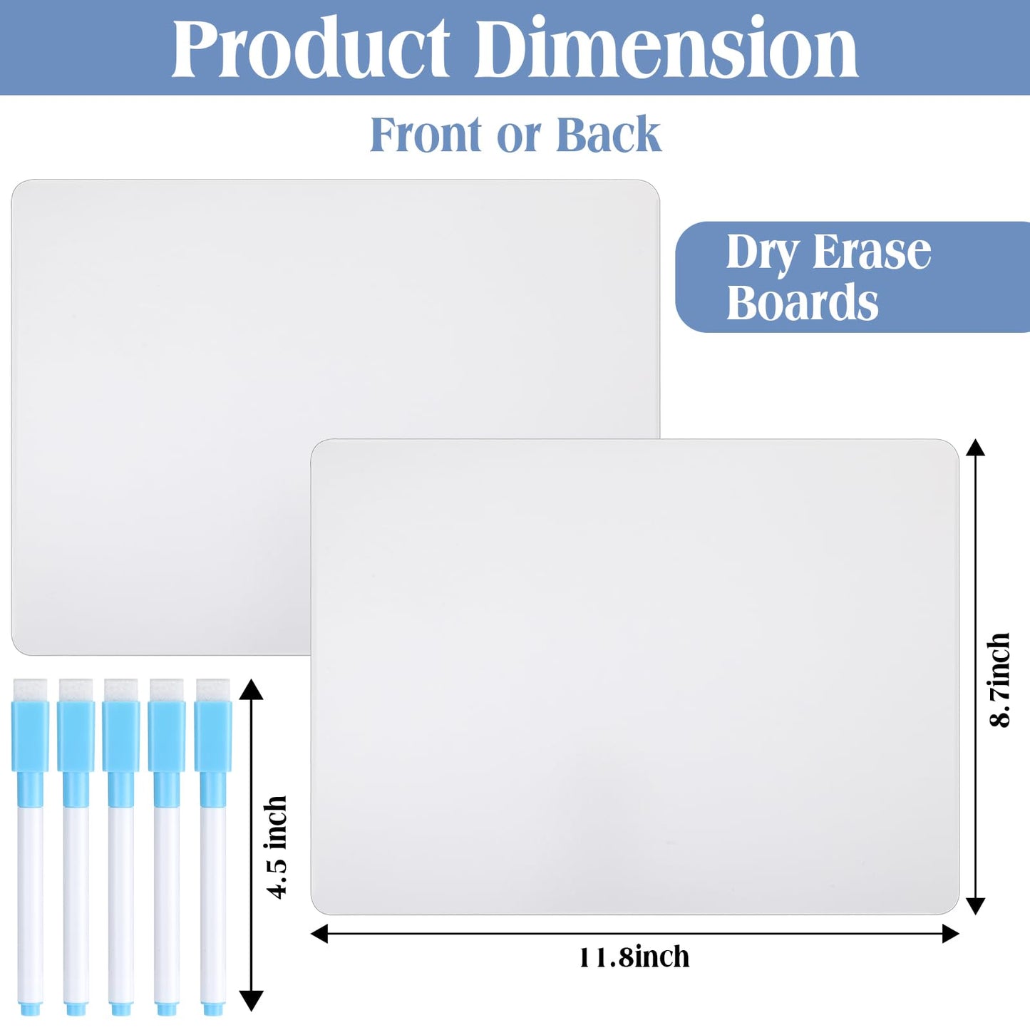 Fulmoon Dry Erase Lapboard Set with Markers Dry Erase Boards Classroom Pack Small White Board 9"X12" Mini Double Sided Whiteboard Set Lapboards for School Supplies(50 Pcs)
