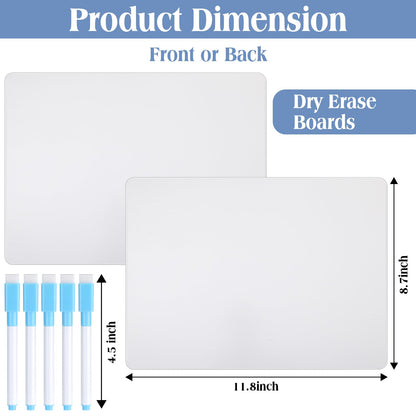 Fulmoon Dry Erase Lapboard Set with Markers Dry Erase Boards Classroom Pack Small White Board 9"X12" Mini Double Sided Whiteboard Set Lapboards for School Supplies(150 Pcs)