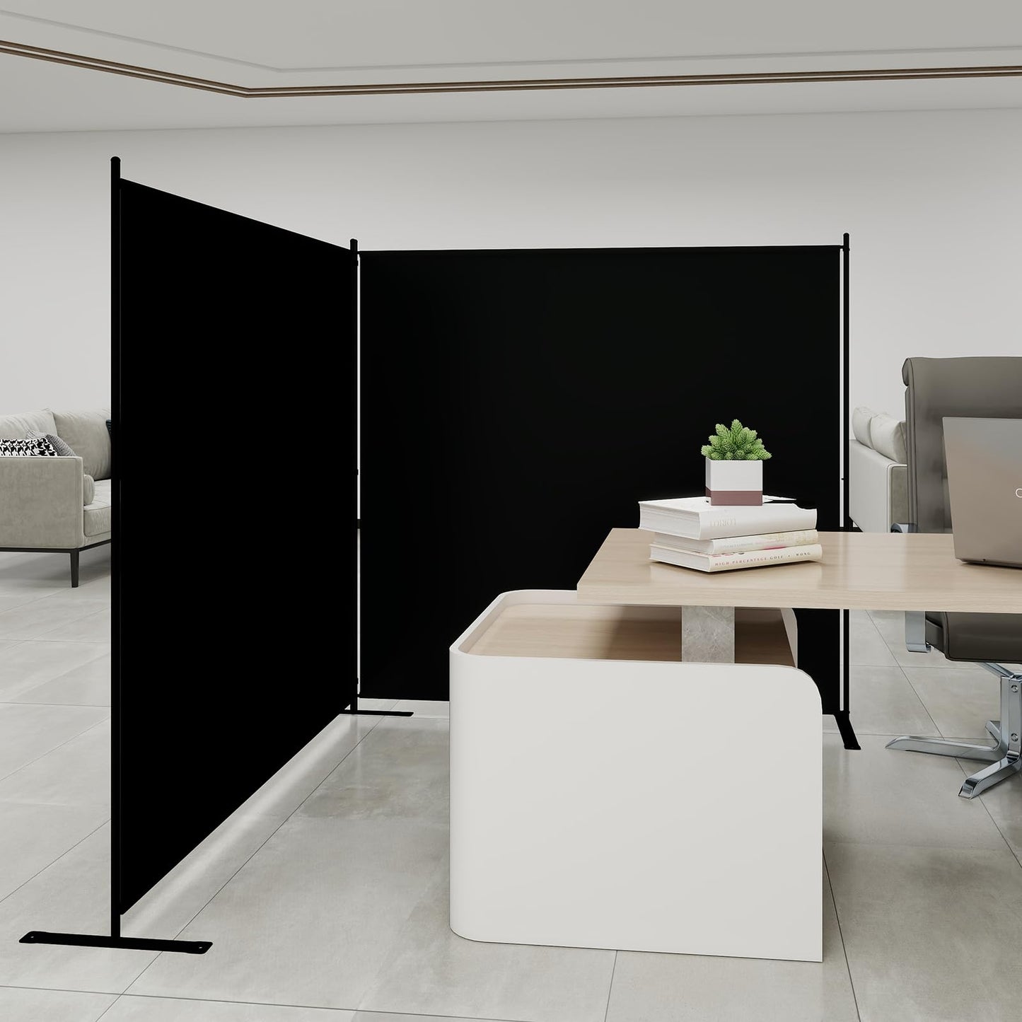 T&Jero 2-Panel Folding Room Divider, 6ft Tall Portable Privacy Screen Wall for Home and Office, Modern Freestanding Partition Separator for Bedroom, Studio, 142" Wide x 71" High, Black