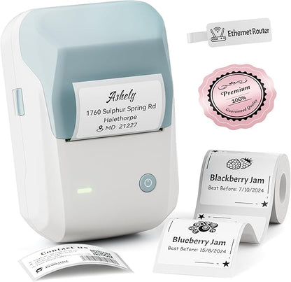 NIIMBOT Label Maker Machine with Tape, B1 Bluetooth Label Printer, 2 Inch Large Waterproof Label, Inkless Thermal Label Maker for Kids School Items, Classroom Teacher, Light Blue