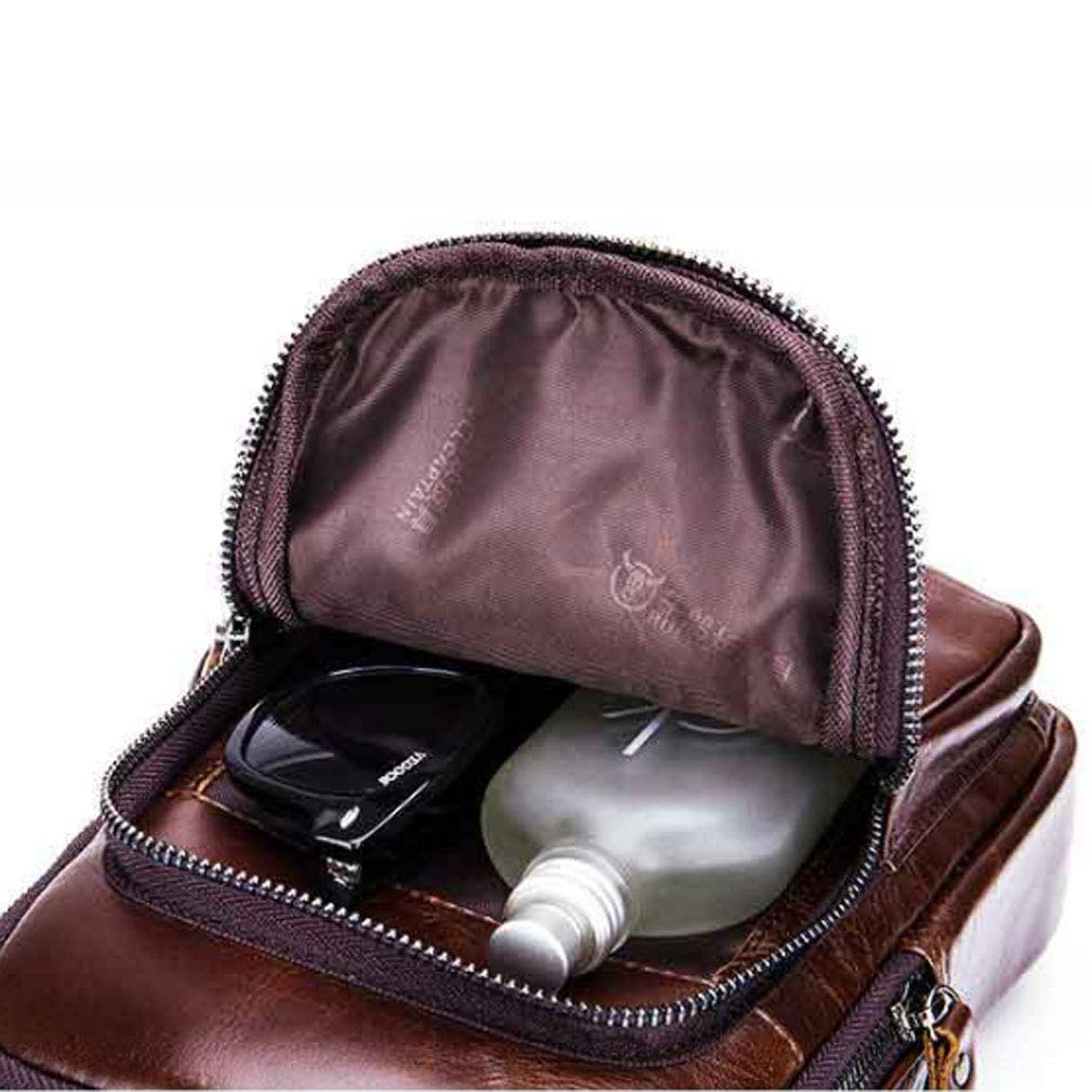 Xieben Vintage Leather Sling Chest Bag Crossbody Pack for Men Women Travel Outdoor Shoulder Pack Backpack Daypack