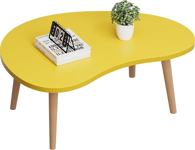 Small Coffee Table, Low Table with Solid Wood Legs, 23.6" Mini Mango Accent Table Side End Table, Floor Table Desk for Sitting on The Floor, Coffee Tea Table for Living Room, Dorm, Apartment, Yellow
