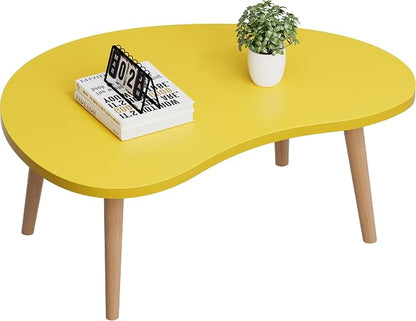 Small Coffee Table, Low Table with Solid Wood Legs, 23.6" Mini Mango Accent Table Side End Table, Floor Table Desk for Sitting on The Floor, Coffee Tea Table for Living Room, Dorm, Apartment, Yellow