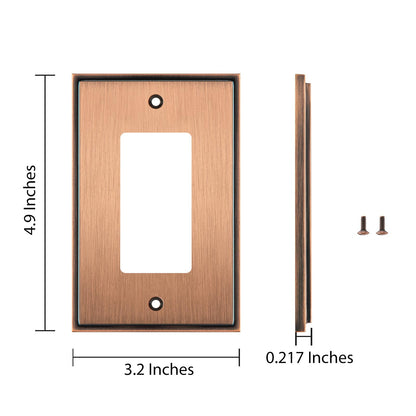 Henne Bery Soft Modern Decorative Wall Plate Switch Plate Outlet Cover (Single Decorator 2PK, Antique Copper)
