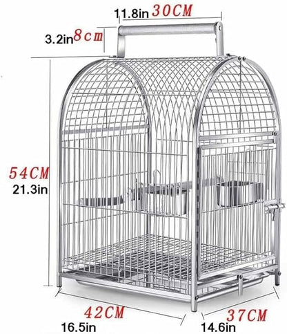 Parrot Parakeet Cage Stainless Steel Breathable Travel Cage Wrought Iron Bird Carrier Parrot Bird Cage for Extra Small Finch Zoo Love Bird Parakeets, Lovebirds, African Grey, Conure