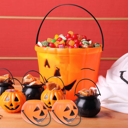 NUOBESTY Halloween Candy Bucket, 8pcs Small Halloween Pumpkin Bucket Trick or Treat Pail Water Party Candle Holder |3.35 x 2.17 x 1.77 inches