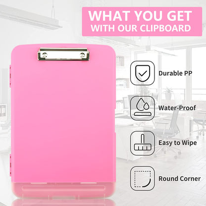 SFLHHDM Plastic Clipboard with Storage, High Capacity Clip Boards 8.5x11 with Storage, Heavy Duty Nursing Clipboard Folder, Clipboards Cute, Letter A4 Size Clipboards with Storage for Teachers, Nurse