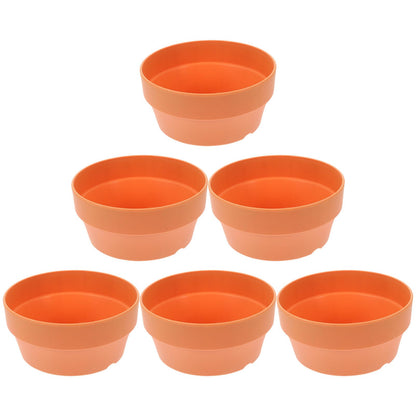Happyyami 6Pcs Orange Imitation Clay Flower Pots Set Japanese Round Plastic Planters with Drainage Holes for Succulents Indoor and Outdoor Garden Use