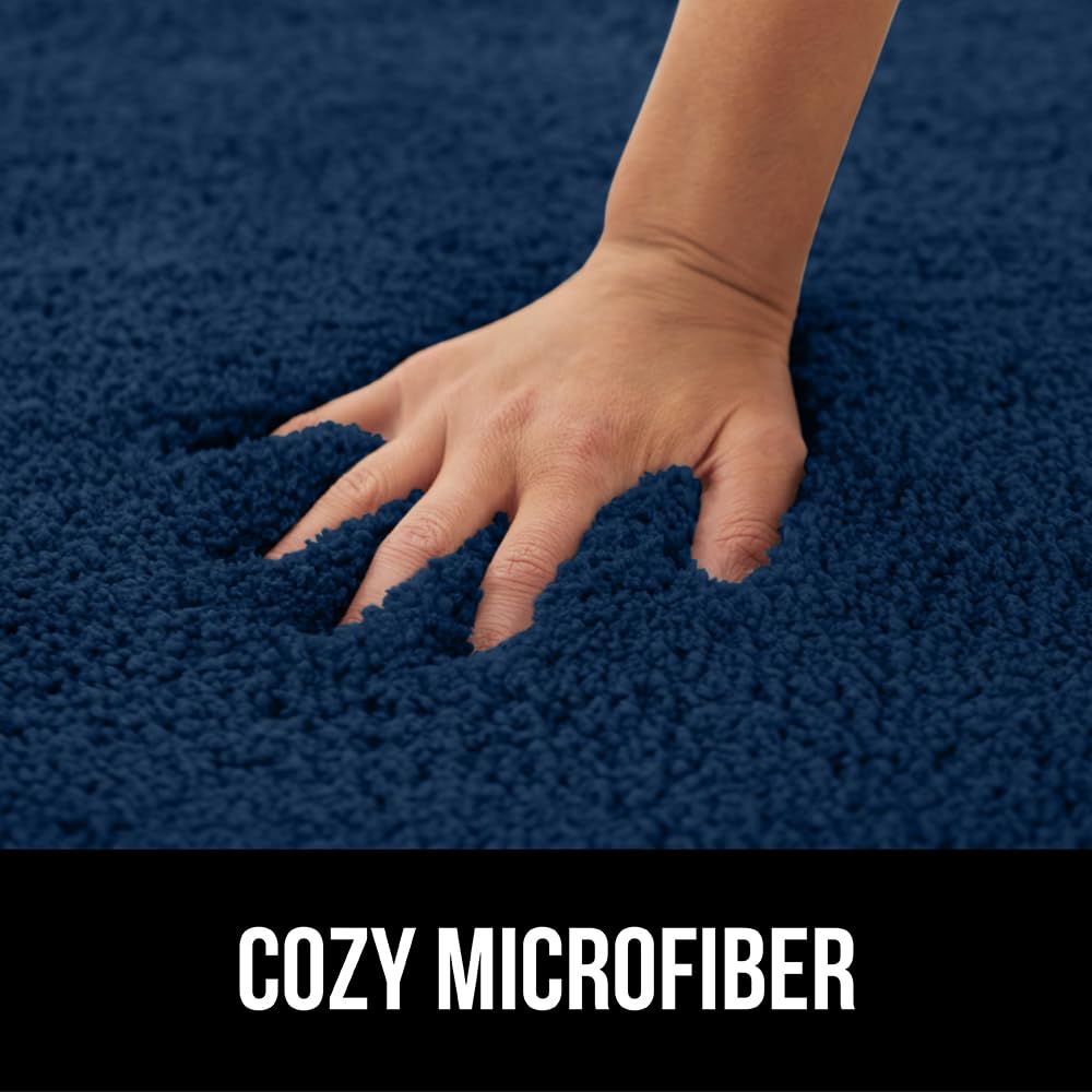 GORILLA GRIP Bathroom Rugs, Ultra Soft Absorbent Mat, Thick Plush Bath Rug, Machine Washable, Microfiber Quick Dry, Mats for Shower, Bathtub and Floor, Home Decor Accessories, 24x17, Navy Blue