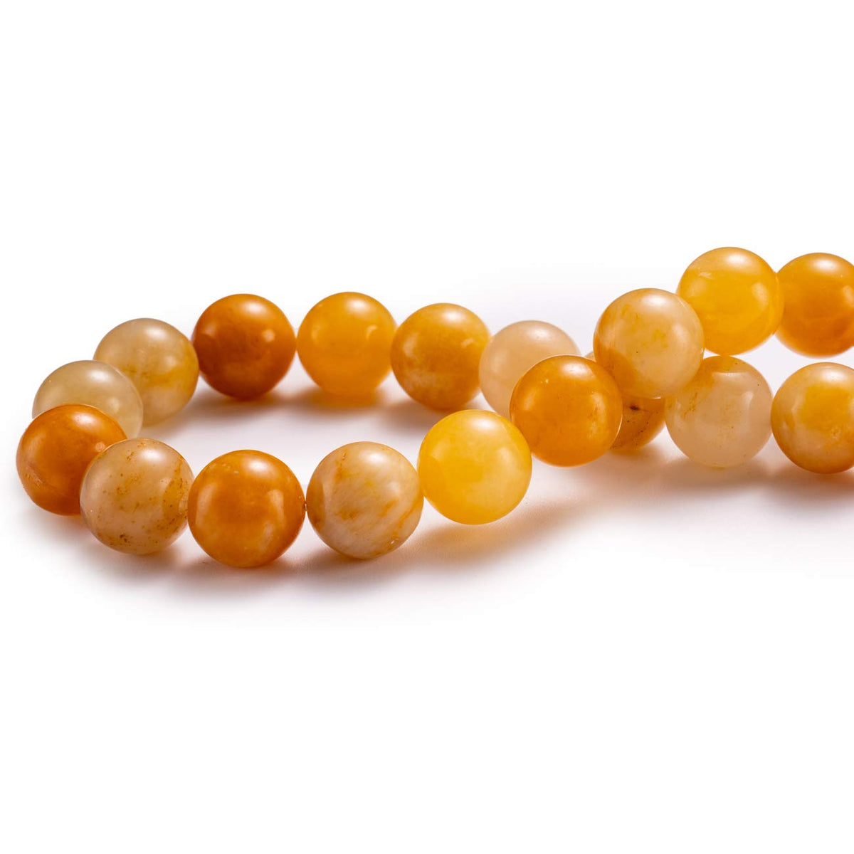 BEADIA Natural Yellow Jade Stone Round Loose Semi Gemstone Beads for Jewelry Making 6MM 61PCS