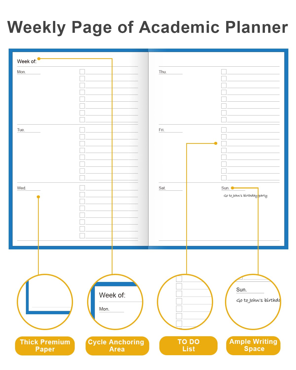 Academic Planner for 2026-2027 or Anytime – 5.8" x 8.5" Undated Weekly Student Planner For Homeschool, High School, College & Nursing Students, 200 Pages, Blue