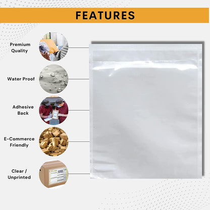 100 Pack 6"x9" Shipping Label Sleeves – Clear Self-Adhesive Packing Slip Pouches, Waterproof Packing List Envelopes – Ideal for Shipping Documents, Mailing Labels, Invoices & Packing Slips