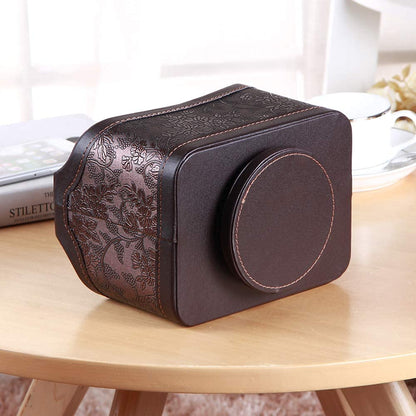 Arniche PU Leather Remote Control Organizer with 360° Spinning Design,Desk Organizer for TV Remote,Phone,Pen,Glasse,Mail,Tablet,Calculator,Controller-Home & Office Storage Caddy (Antique Brown) ﻿