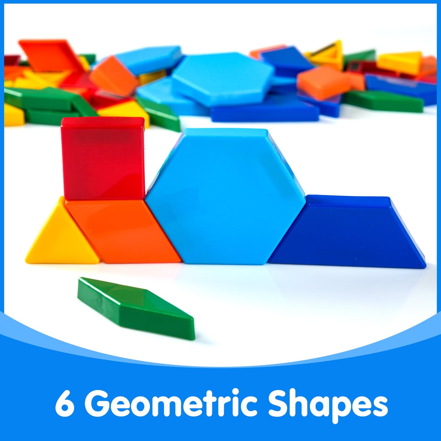 Odoorgames 96 Pcs Magnetic Shapes in 6 Colors – Pattern Blocks for Kids, Tangrams & Homeschool Activities – Geometric Shapes for Classroom Learning & Creative Play