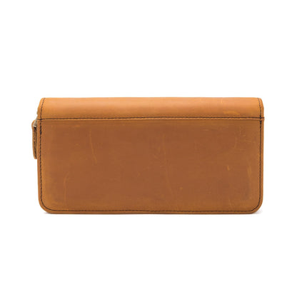 Geslun Genuine Leather Fountain Pen Case - Zippered Ballpoint Pen Pouch Bag with 4 Loops Holder, Inside Open Slot, Handmade Soft Cowhide, Vintage Stationery Gift for Men and Women, Brown