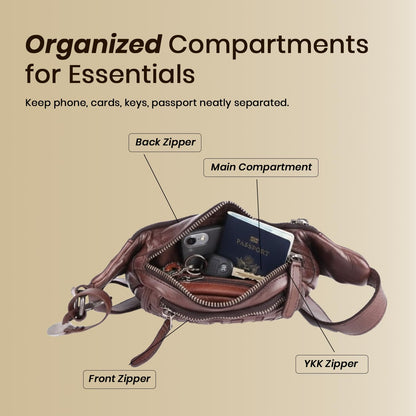Vilenca Holland Genuine Leather Waist Bag Unisex, Waist Bag for Travel Trendy Casual Travelling Essentials Kept Bag Stylish, Durable, and Secure Travel Companion(VL-094-BROWN)