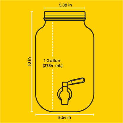 1-Gallon Drink Dispenser. Glass Beverage Dispenser with Stainless steel Spigot plus Ice Cylinder and Fruit Infuser! Water Dispenser, Lemonade Stand, Juice Container - Drink Dispensers for Parties