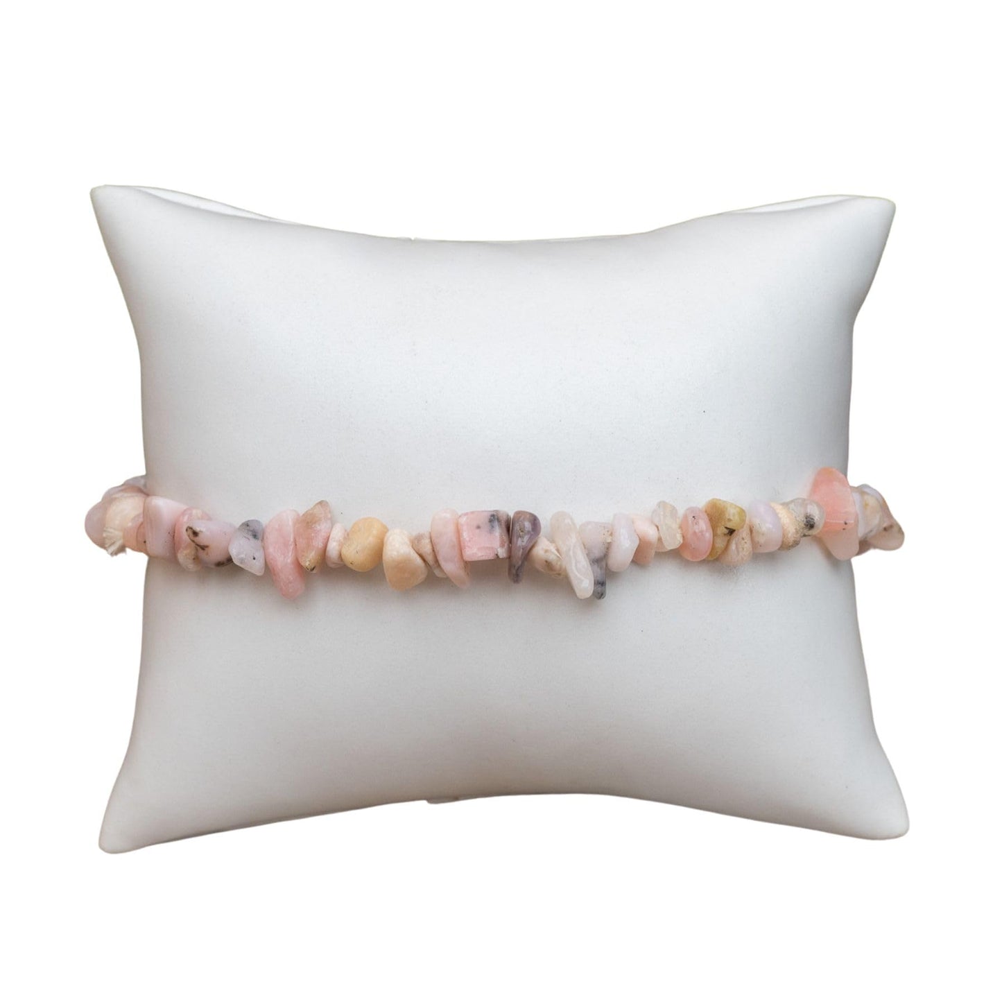 Down To Earth Pink Opal Natural Gemstone Bracelets, Chakra Crystal Healing Chip Stretch Bracelets, Gemstone Polished Irregular Crystals, Crystal Irregular Chips Beads Stretch Bracelets (Pink Opal)