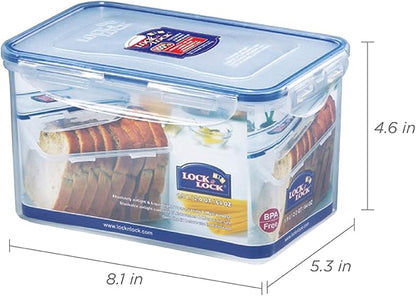 LOCK & LOCK Easy Essentials Food Lids/Pantry Storage/Airtight Containers, BPA Free, Rectangle - 8 Cup - for Cookies, Clear(Pack of 2)
