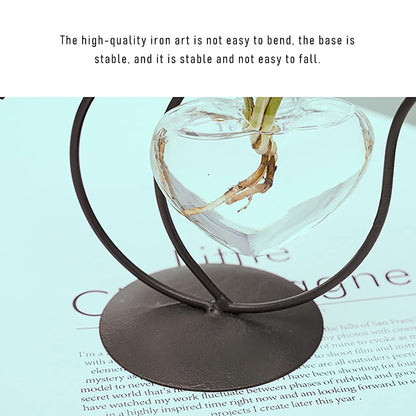 Lifeuping Desktop Heart Glass Planter Vase Holder, Cat Plant Metal Stand Cat Gifts for Hydroponics Plants Terrarium Home Garden Decor Outdoor Planter Ideas Cat Lovers