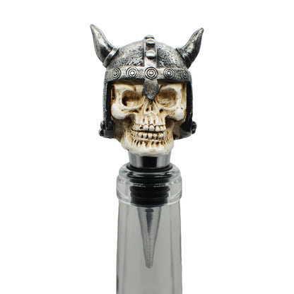 Wine Bottle Stopper Horns Helmet Viking Skull Decorative Beverage Wine Cork for Man Housewarming Gift,Christmas,Thanksgiving,Silver