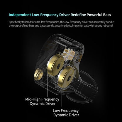 KZ Castor Pro Tunable in Ear Monitor, HiFi Improved Bass in Ear Headphone, Dual-Dynamic Driver Gaming Earbuds, IEM Earphones with 2PIN-C Detachable Cable