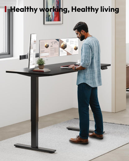 SANODESK Standing Desk Height Adjustable Electric Stand up Desk 79x32 Inches Sit Stand Home Office Desk with Splice Board, Black Frame/Black Top