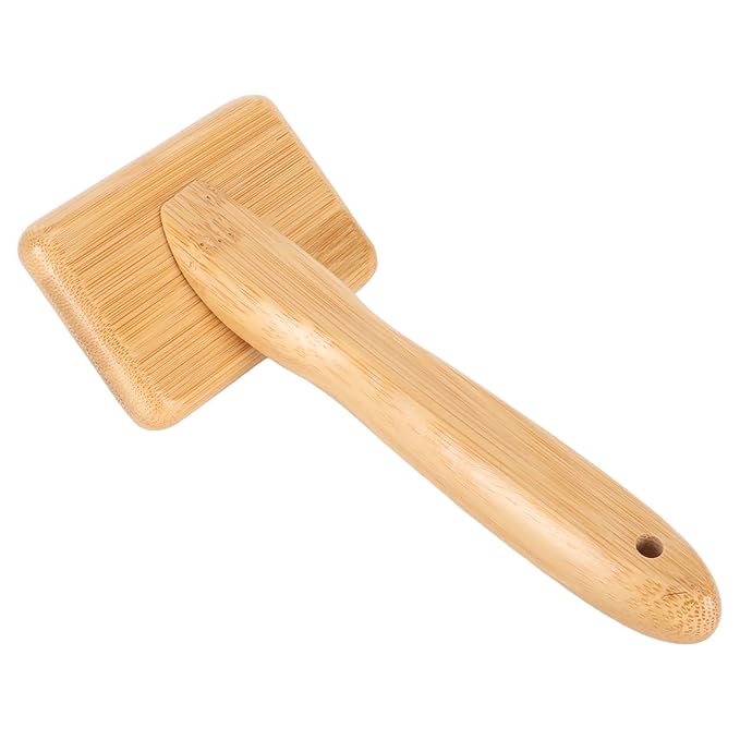 Pet Slicker Brush - Bamboo Dog Floating Hair Removing Wooden Brush with Hole Air Massage Grooming Open Knot Cleaning Slicker Finely Polished for Pet Tapestry (S)