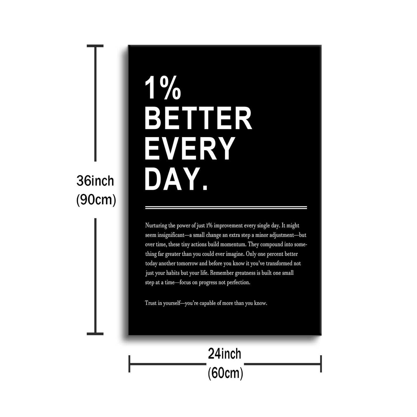 Inspirational Canvas Wall Art 1% Better Every Day Office Success Quote Growth Entrepreneur Motivational Poster Pictures Decoration Prints for Classroom Home Artwork Ready to Hang [24''Wx36''H]