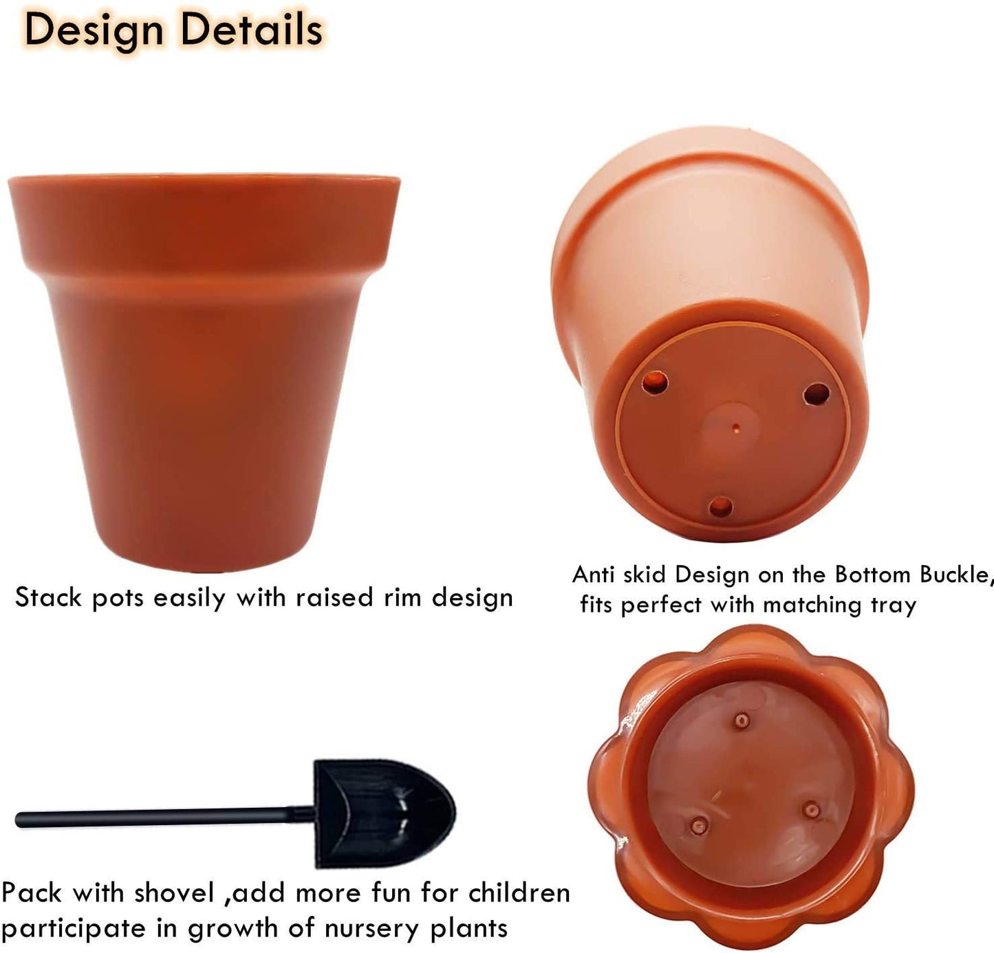PURPLE STAR 1N 30 Pack Cupcake Plant Nursery Pots with Humidity Dome- Small Plastic Flower Pots with Saucers and Shovel for Indoor Outdoor Seedling Succulent Vegetable