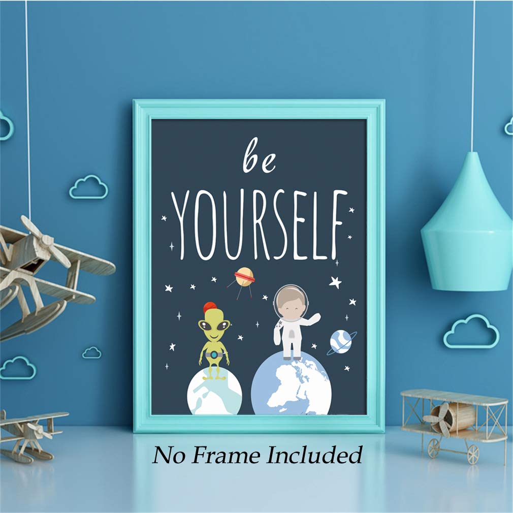 CHDITB Unframed Outer Space Room Decor, Inspirational Space Art Print, Set Of 4（8" x10" ） Space Wall Art For Boy Room Decorations, Kids Picture Planets Canvas Posters For Kids Bedroom Nursery Decor