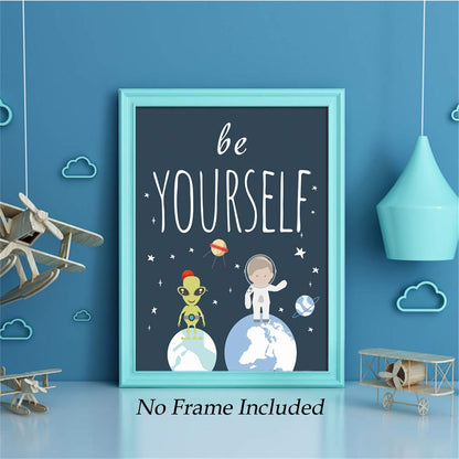 CHDITB Unframed Outer Space Room Decor, Inspirational Space Art Print, Set Of 4（8" x10" ） Space Wall Art For Boy Room Decorations, Kids Picture Planets Canvas Posters For Kids Bedroom Nursery Decor