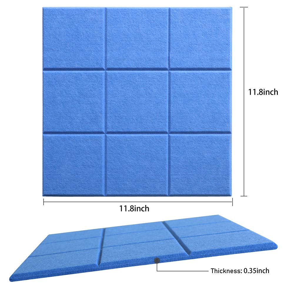 Uoisaiko Large Felt Board Tiles for Wall with 30 Push Pins, 11.8"x11.8" Pack of 6 Pin Board Notice Boards for Home Office Kitchen, Bulletin Board Wall Tiles for Photos Memos (Blue+Grey, 6 Pack)