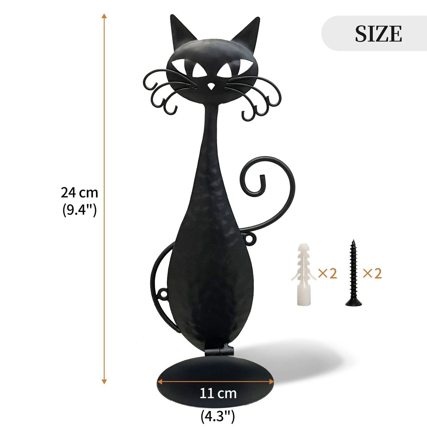 OFILLES Glass Candle Holders for Pillar Candles,Black Metal Cat Wall Sconces Candle Holder