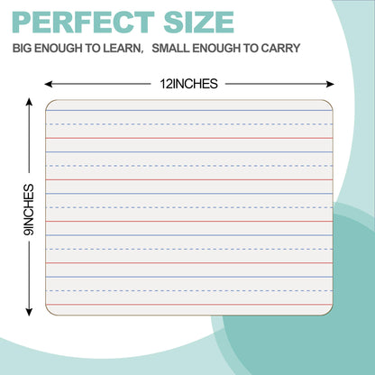 32 Pack Small White Boards, 9"x12" Mini Portable Handheld Learning Whiteboards, Double Sided Personal Dry Erase Boards with Lines for Kids, Students, Teachers Classroom School Pack