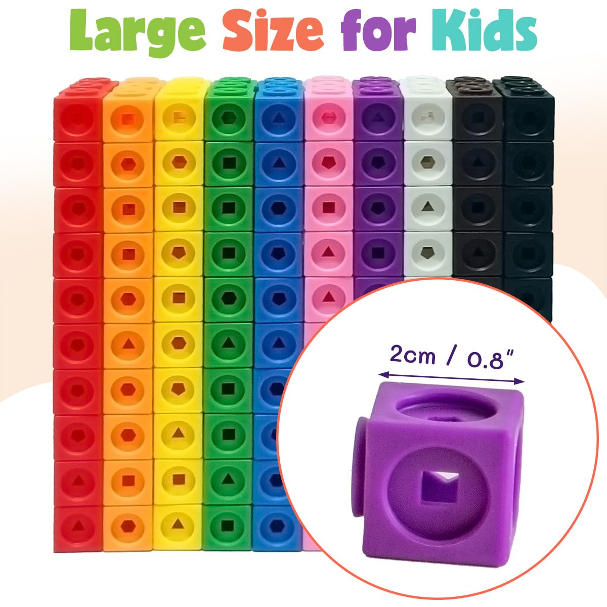 QUYSK 300 Pcs Linking Cubes for Math with Storage Boxes, Kids Counting Blocks for Math STEM Connecting Cubes Math Manipulatives Classroom Learning Supplies for Preschool and Elementary Aged Kids