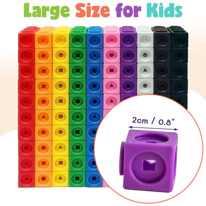 QUYSK 300 Pcs Linking Cubes for Math with Storage Boxes, Kids Counting Blocks for Math STEM Connecting Cubes Math Manipulatives Classroom Learning Supplies for Preschool and Elementary Aged Kids