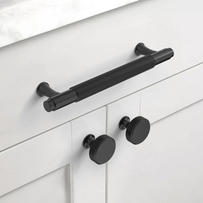 Coinkoly 10 Pack 1-1/5"(30mm) Matte Black Knurled Cabinet Knobs for Dresser Kitchen Knobs for Cabinets Single Hole Cabinet Pulls Hardware