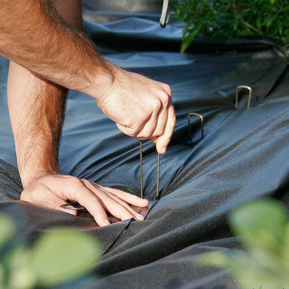 OK5STAR 100 Pack 12" Garden Stakes Pins,Heavy Duty Garden Landscape Staples Stakes Pins Galvanized Landscape Fabric Staples Sod Ground Staple for Anchoring Weed Barrier Fabric