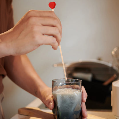Operitacx 100 Pcs Wooden Coffee Stirrers Red Heart Stir Sticks Disposable Cocktail Stirrers Drink Stir Sticks for Wine Milk Coffee Cocktail 6.1 Inch Straws
