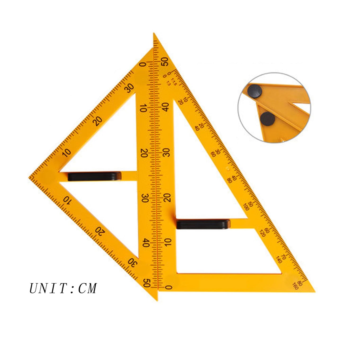 Magnetic Geometry Set on Whiteboard Math Classroom Large Protractor Triangle Ruler Plate Set Compass Drawing Tools for Teacher (4 Pieces)