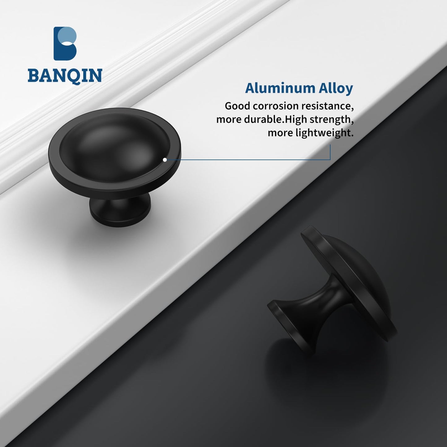 Banqin 30 Pack Cabinet Knobs Black Round Mushroom Hardware Cabinet Knob for Dresser Drawer Diameter 1-1/2 Inch