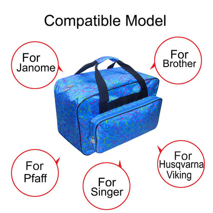 TLBTEK Blue Sewing Machine Carrying Case,Universal Canvas Carry Tote Bag,Portable Padded Storage Dust Cover with Pockets for Sewing Machine